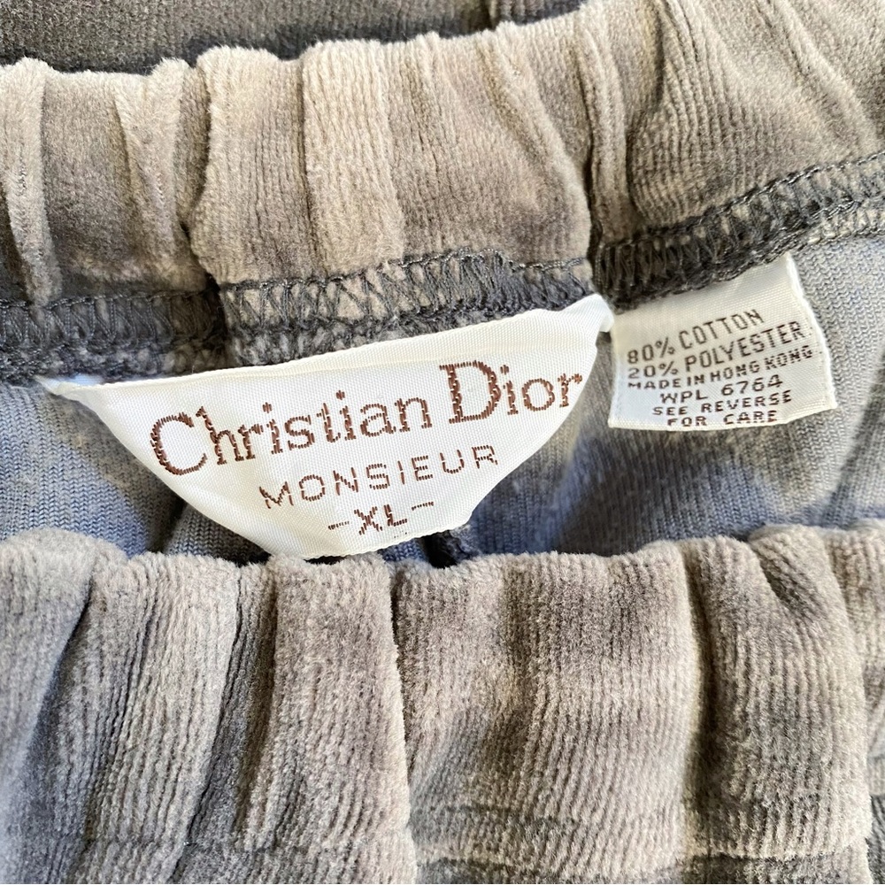 Vintage Christian Dior red stripe gray Valore velvet elastic waist track pants - Picture 9 of 12